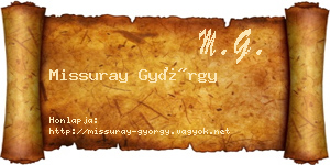 Missuray György névjegykártya